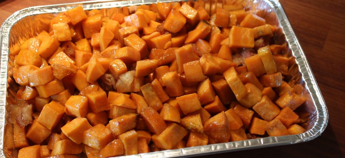 Baconroasted sweet potatos